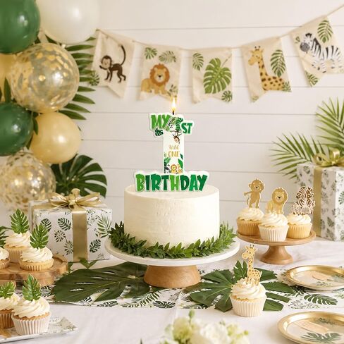 Wild One Number 1 Birthday Candle, 3.5×3.2" Wild Animal Themed 1st Cake Topper for Boys Birthday Party Decorations in Saudi Arabia