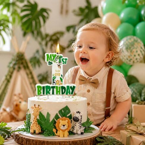 Wild One Number 1 Birthday Candle, 3.5×3.2" Wild Animal Themed 1st Cake Topper for Boys Birthday Party Decorations in Saudi Arabia