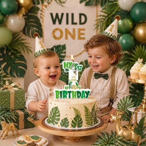 Wild One Number 1 Birthday Candle, 3.5×3.2" Wild Animal Themed 1st Cake Topper for Boys Birthday Party Decorations in Saudi Arabia