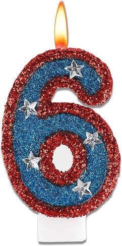 American Flag Birthday Candle, 4th of July Birthday Decorations for Cake, Red and Blue Sequined Number 1 Candle for 1st Birthday Independence Day and Captain America Party Decorations Favors Supplies in Saudi Arabia