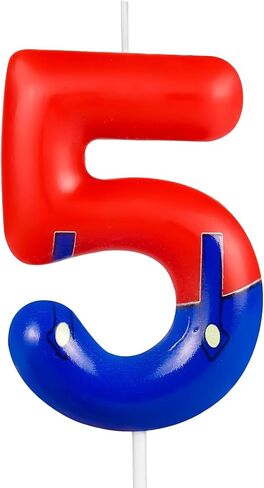 Number 4 Red and Blue Number Birthday Candles, 4th Cartoon Game Character-Themed Cake Toppers, Happy Birthday Decorations for Kids, Boys, and Girls Party Supplies in Saudi Arabia