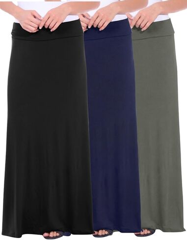 Popana Long Maxi Skirt for Women, High Waisted Soft Trendy Flowy Sundress Convertible Long Skirts for Women, 3-Pack in Saudi Arabia