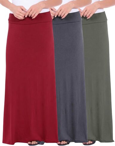 Popana Long Maxi Skirt for Women, High Waisted Soft Trendy Flowy Sundress Convertible Long Skirts for Women, 3-Pack in Saudi Arabia
