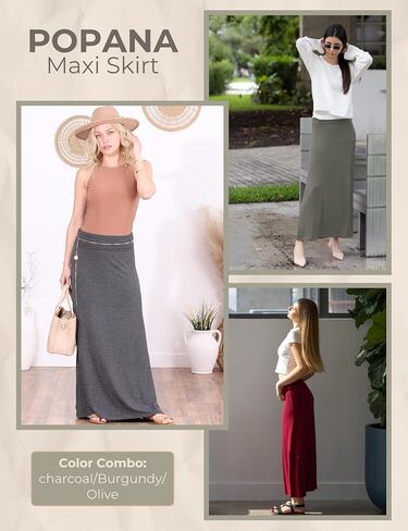 Popana Long Maxi Skirt for Women, High Waisted Soft Trendy Flowy Sundress Convertible Long Skirts for Women, 3-Pack in Saudi Arabia