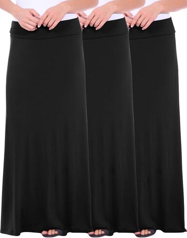 Popana Long Maxi Skirt for Women, High Waisted Soft Trendy Flowy Sundress Convertible Long Skirts for Women, 3-Pack in Saudi Arabia