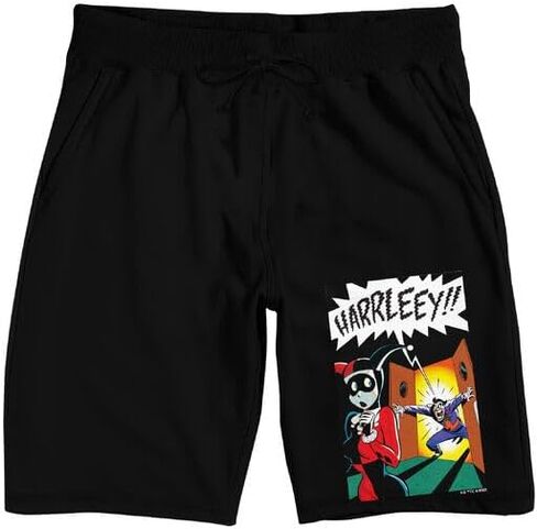 Batman Animated Series Harley Quinn and Joker Men's Black Sleep Pajama Shorts in Kuwait
