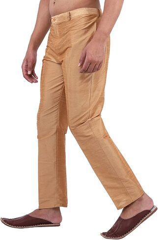 Men's Silk Pant Style Pajama/Silk Ankle Pant/Ethnic Pantf (Golden, M) in Saudi Arabia