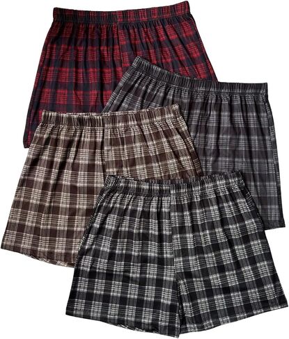 SOLY HUX Men's 4 Pack Plaid Pajama Bottoms Elastic Waist Lounge Pajama Shorts in Kuwait