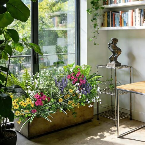 Roberly 20 Pcs Artificial Plants Outdoor, Fake Plants UV Resistant Greenery Stems Plastic Leaves Faux Flowers Bushes for Spring Summer Table Patio Front Porch Garden Indoor Outdoor Home Decor in Saudi Arabia