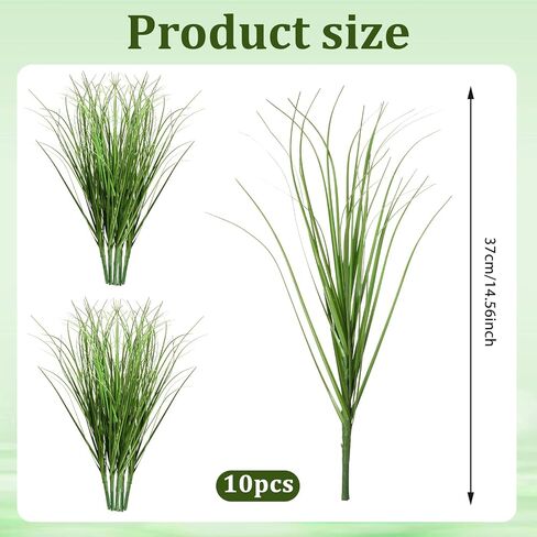 10 PCS Artificial Wheat Grass Plants, 14.6 Inch Faux Shrubs Wheat Grass Greenery Stems with Realistic Look, Fake Tall Grasss for Indoor Outdoor Decor, Artificial Plants for Home Office Garden, Large in Kuwait