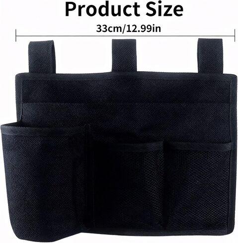 Hanging Bedside Caddy, Bedside Organizer Bunk Bed Storage Bag Hanging Pocket for Camp Dorms & Hospital Bed Rails More (Black 4 Pockets) in Saudi Arabia
