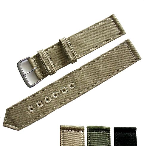 NATO® Canvas Two Piece Military watchband Vintage style strap Embroidered 16mm 18mm 20mm USA stock in Saudi Arabia