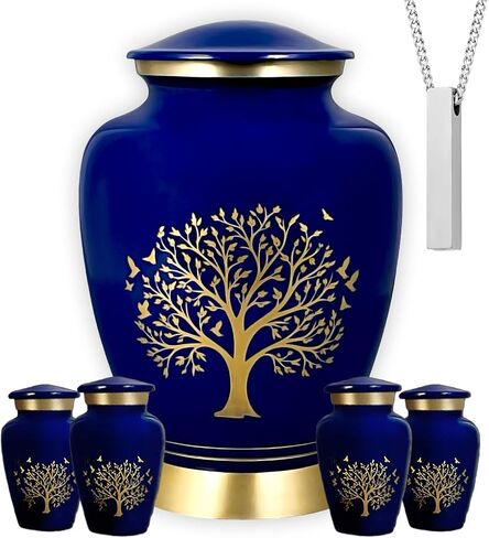 AmericUrn White Tree of Life Cremation Urns for Human Ashes – Adult Female and Male Memorial Set of 6 with 1 Large Urn, 4 Keepsake Urns & 1 NecklaceUrn in Saudi Arabia