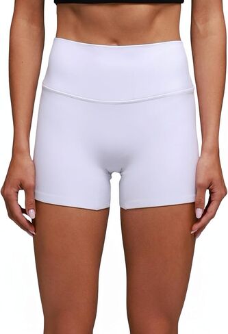 No Front Seam High Waisted Biker Shorts for Women - 3''/4'' Double Lined Yoga Shorts Medium Compression Soft Stretch in Saudi Arabia