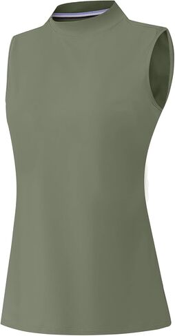 M MAELREG Women's Mock Neck Golf Tennis Tank Top Sleeveless Moisture Wicking Stretch Pull On Athletic Tops in Kuwait