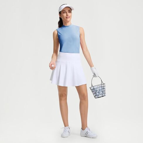 M MAELREG Women's Mock Neck Golf Tennis Tank Top Sleeveless Moisture Wicking Stretch Pull On Athletic Tops in Kuwait