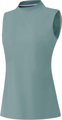 M MAELREG Women's Mock Neck Golf Tennis Tank Top Sleeveless Moisture Wicking Stretch Pull On Athletic Tops in Kuwait
