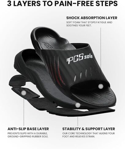 PCSsole High Arch Support Orthotic Sandals – Open Toe Recovery Slides with Deep Heel Cup & Metatarsal Pad – Shock Absorption Cushion & Non-Slip Rubber Sole for Plantar Fasciitis Comfort, Flat Feet & Heel Pain Relief in Saudi Arabia