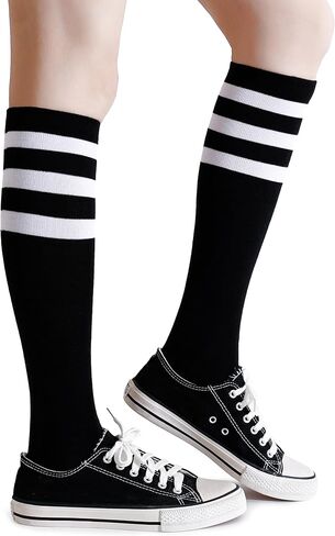 Pareberry Cotton Knee High Socks Triple Stripes Over the Calf Retro Athletic Tube Socks for Women Men and Youth in Saudi Arabia