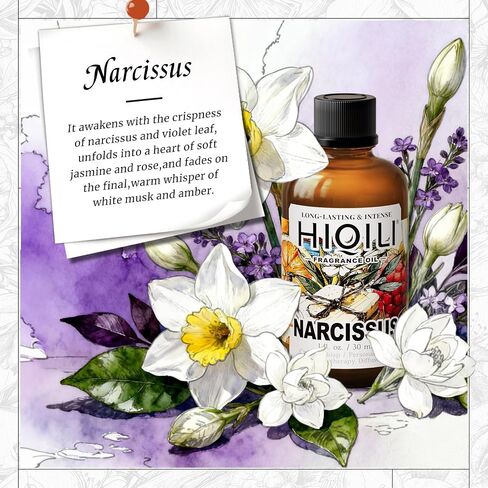 HIQILI Narcissus Fragrance Oil for Diffuser & DIY, Highly Concentrated Scented Oil for Candle Making, Soap, Perfume, Fresh Floral Aroma - 1 Fl Oz in Saudi Arabia