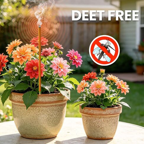 36 Pack Mosquito Incense Sticks for Outdoor Patio Backyard Indoors Camping Travel Yoga, DEET Free Mosquito Repellent Sticks Safe for Kids Pets, Long-Lasting 2-Hour Burn Time,Orange in Saudi Arabia