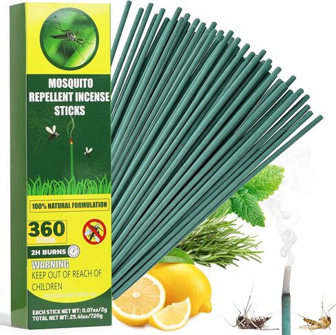 360 Pack Mosquito Incense Sticks for Outdoor Patio Backyard Indoors Camping Travel Yoga, DEET Free Mosquito Repellent Sticks Safe for Kids Pets, Long-Lasting 1-Hour Burn Time in Saudi Arabia