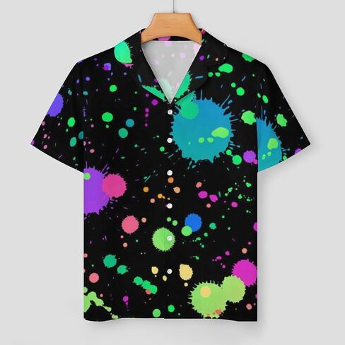 Glow in Dark Splatter Neon Womens Pajamas Set,Short-Sleeved Pajama 2 Piece Sleepwear in Saudi Arabia