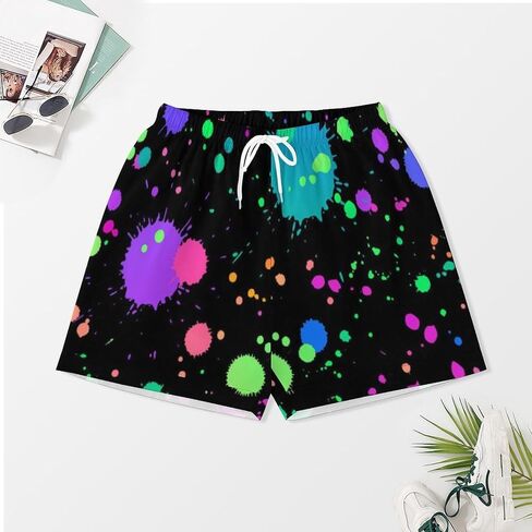 Glow in Dark Splatter Neon Womens Pajamas Set,Short-Sleeved Pajama 2 Piece Sleepwear in Saudi Arabia