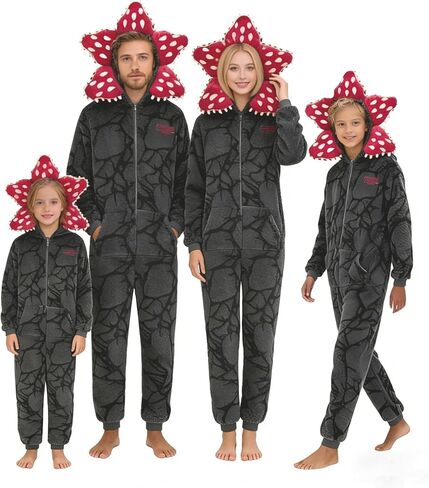 Unisex Demogorgon Onesie,Pajamas Hooded Jumpsuit, Flannel Warmth Cosplay Halloween Costume Sleepwear Homewear in Saudi Arabia