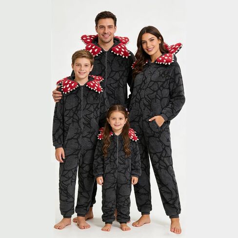 Unisex Demogorgon Onesie,Pajamas Hooded Jumpsuit, Flannel Warmth Cosplay Halloween Costume Sleepwear Homewear in Saudi Arabia