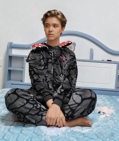 Unisex Demogorgon Onesie,Pajamas Hooded Jumpsuit, Flannel Warmth Cosplay Halloween Costume Sleepwear Homewear in Saudi Arabia