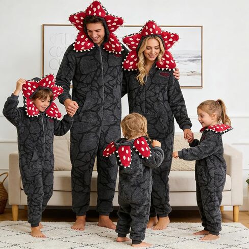 Unisex Demogorgon Onesie,Pajamas Hooded Jumpsuit, Flannel Warmth Cosplay Halloween Costume Sleepwear Homewear in Saudi Arabia