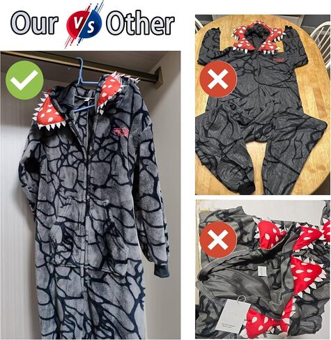 Unisex Demogorgon Onesie,Pajamas Hooded Jumpsuit, Flannel Warmth Cosplay Halloween Costume Sleepwear Homewear in Saudi Arabia