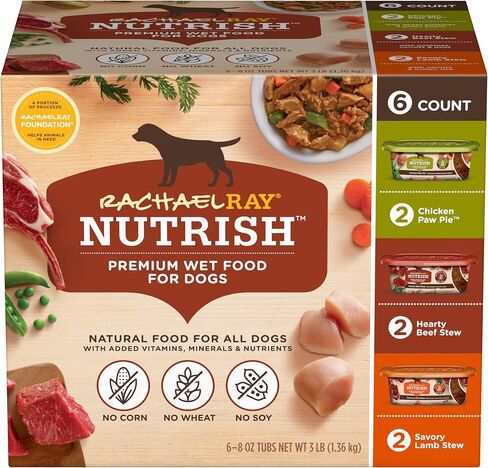 Rachael Ray Nutrish Natural Premium Wet Dog Food, Savory Favorites Variety Pack, 8 Ounce Tub (Pack of 6) (6303230800) in Kuwait
