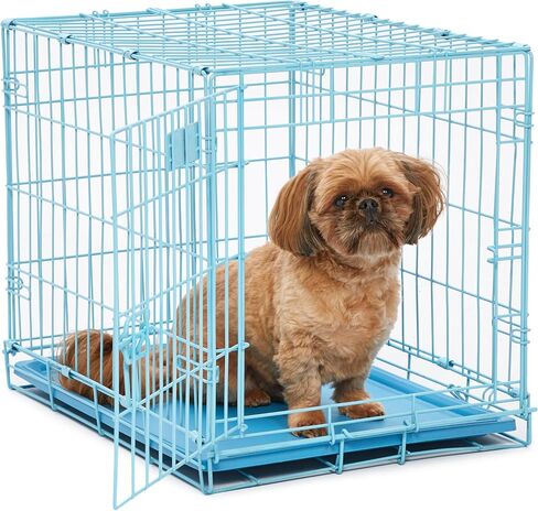 MidWest Homes for Pets Single Door iCrate 24" Pink Folding Metal Dog Crate w/ Divider Panel, Floor Protecting "Roller" Feet & Leak Proof Plastic Tray; 24L x 18W x 19H Inches, Small Dog Breed in Kuwait