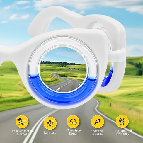 NEOISM Anti Motion Sickness Glasses, Car Sickness Glasses Relief Nausea & Dizziness, Portable Lensless Design for Car Sickness, Air Sickness, Sea Sickness, Road Trip Essentials, Blue Pattern Bag in Saudi Arabia