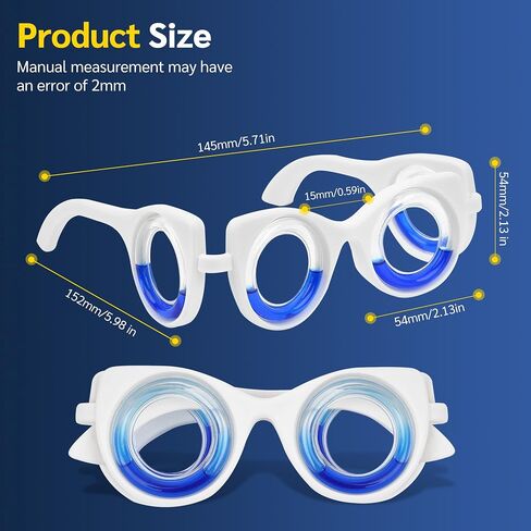 NEOISM Anti Motion Sickness Glasses, Car Sickness Glasses Relief Nausea & Dizziness, Portable Lensless Design for Car Sickness, Air Sickness, Sea Sickness, Road Trip Essentials, Blue Pattern Bag in Saudi Arabia