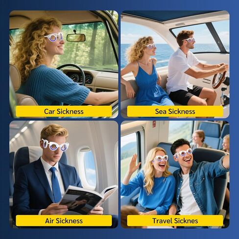 NEOISM Anti Motion Sickness Glasses, Car Sickness Glasses Relief Nausea & Dizziness, Portable Lensless Design for Car Sickness, Air Sickness, Sea Sickness, Road Trip Essentials, Blue Pattern Bag in Saudi Arabia