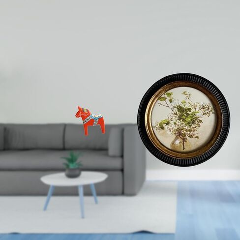 Baoblaze Dalecarlian Horse Sculpture and European Embossed Resin Photo Frame Antique Decorative Ornament for Bookshelf Bedroom Wall Hanging Home Decor in Kuwait