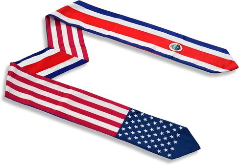 USA And Costa Rica Flag Graduation Stole,Satin Embroidery Graduation Sash for International Students,72 Inch Length. in Saudi Arabia