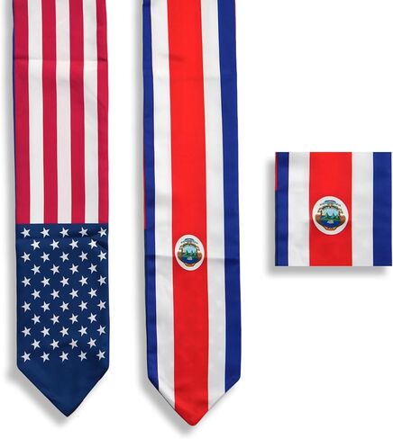 USA And Costa Rica Flag Graduation Stole,Satin Embroidery Graduation Sash for International Students,72 Inch Length. in Saudi Arabia