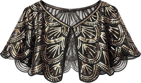 1920s Flapper Sequin Beaded Cape Shawl for Women, Vintage Art Deco Evening Shrug Bolero Wrap for Wedding Prom Cocktail Party in Saudi Arabia