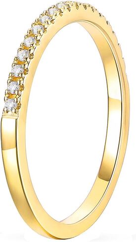 Moissanite Wedding Band 1.5mm Round Brilliant Cut Stackable Anniversary Band Rings in 14K Gold in Kuwait