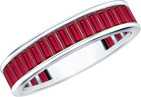 Certified Lab Grown Ruby Full Eternity Ring, AAAA Quality, Baguette Ruby Wedding Band (Ready to Gift) in Kuwait