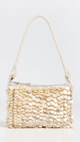 L*Space Campbell Bag, Embellished Shoulder Handbag, Seed Bead and Shell Purse, Beaded Handle Evening Bag, Metal Zip Closure in Kuwait