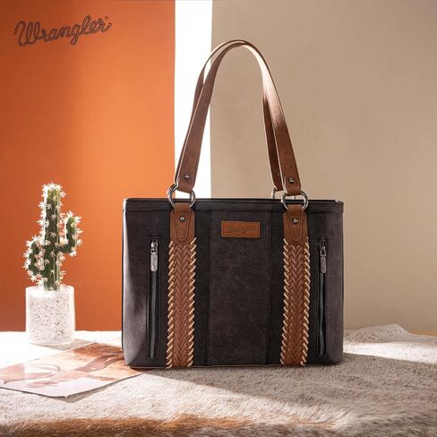 Wrangler Multi Pockets Tote Bag for Women Western Braided Shoulder Bag with Large Capacity for Everyday in Kuwait