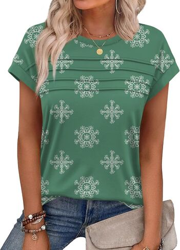 WEESO Womens Summer Tops Trendy 2026 Cap Sleeve T Shirts Crew Neck Pleated Front Beach Vacation Clothes Fashion in Saudi Arabia