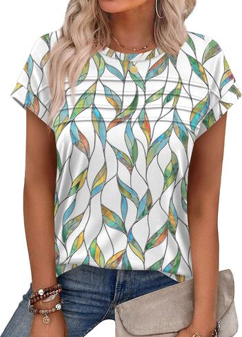 WEESO Womens Summer Tops Trendy 2026 Cap Sleeve T Shirts Crew Neck Pleated Front Beach Vacation Clothes Fashion in Saudi Arabia
