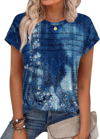 WEESO Womens Summer Tops Trendy 2026 Cap Sleeve T Shirts Crew Neck Pleated Front Beach Vacation Clothes Fashion in Saudi Arabia