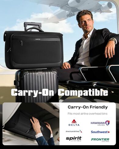 AUROTIER Rolling Garment Bags for Travel, Built-in Hanging Feature, Wheeled Business Suitcase with 17 Inch Laptop Compartment, Lockable Carry on Luggage for Men and Women with Wheels in Saudi Arabia